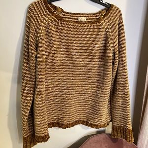 Mustard orange and cream knit sweater